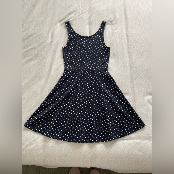 H&M Divided Polka Dot Skater Dress Navy - Picture 3 of 6